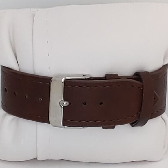 Men's Quartz Field Watch Black Case Brown Leather Strap 42mm - Picture 11 of 11